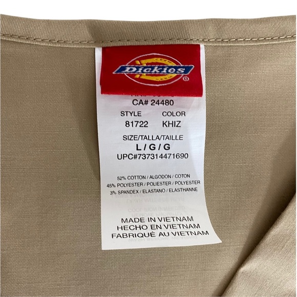 DICKIES Scrub Gen Flex Men's V-Neck Medical Top In Dark Khaki Size Large - Picture 8 of 12